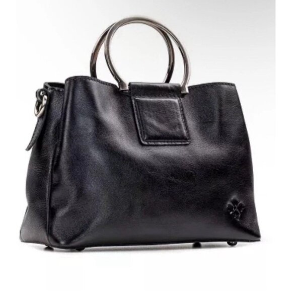 Patricia Nash Empoli Black Leather Classic Shape Satchel NWT (Missing Strap) - Picture 1 of 5